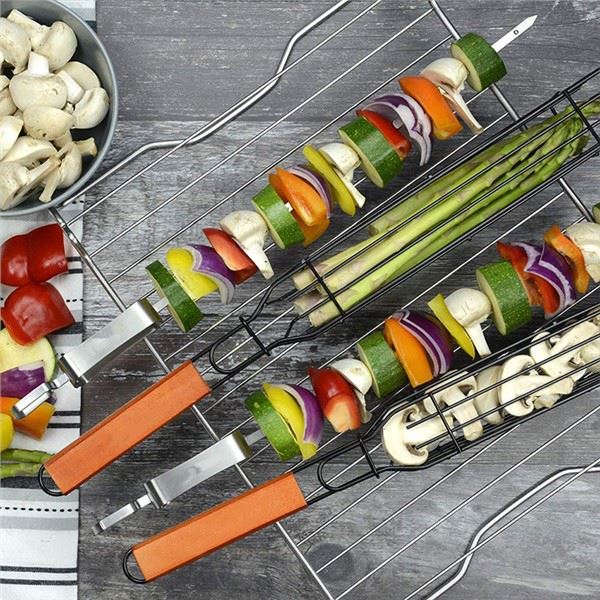 Ruostumattomasta teräksestä valmistetut Kabob-grillikorit